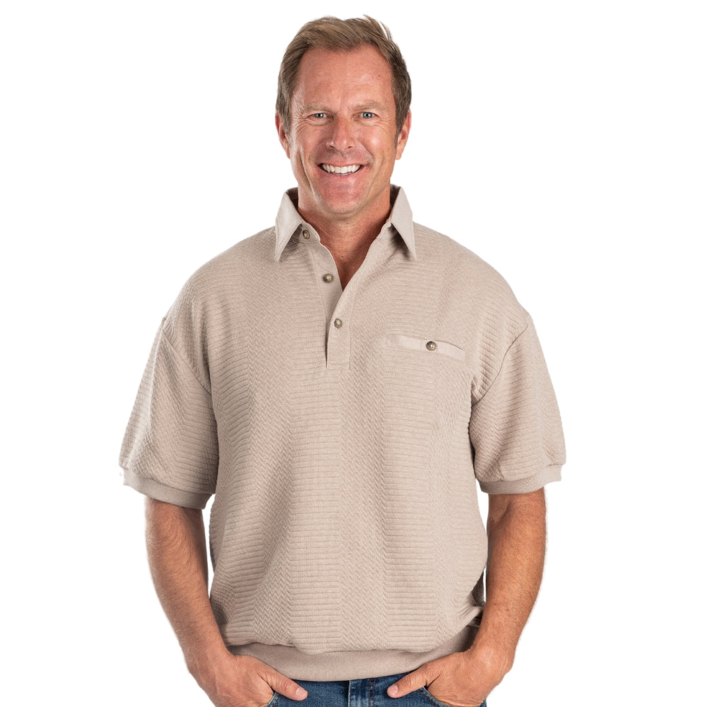 Classics by Palmland French Terry Short Sleeve  Banded Bottom Shirt 6090-720 Taupe