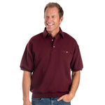 Load image into Gallery viewer, Classics by Palmland Solid French Terry Short Sleeve Banded Bottom Polo Shirt 6090-720 Burgundy
