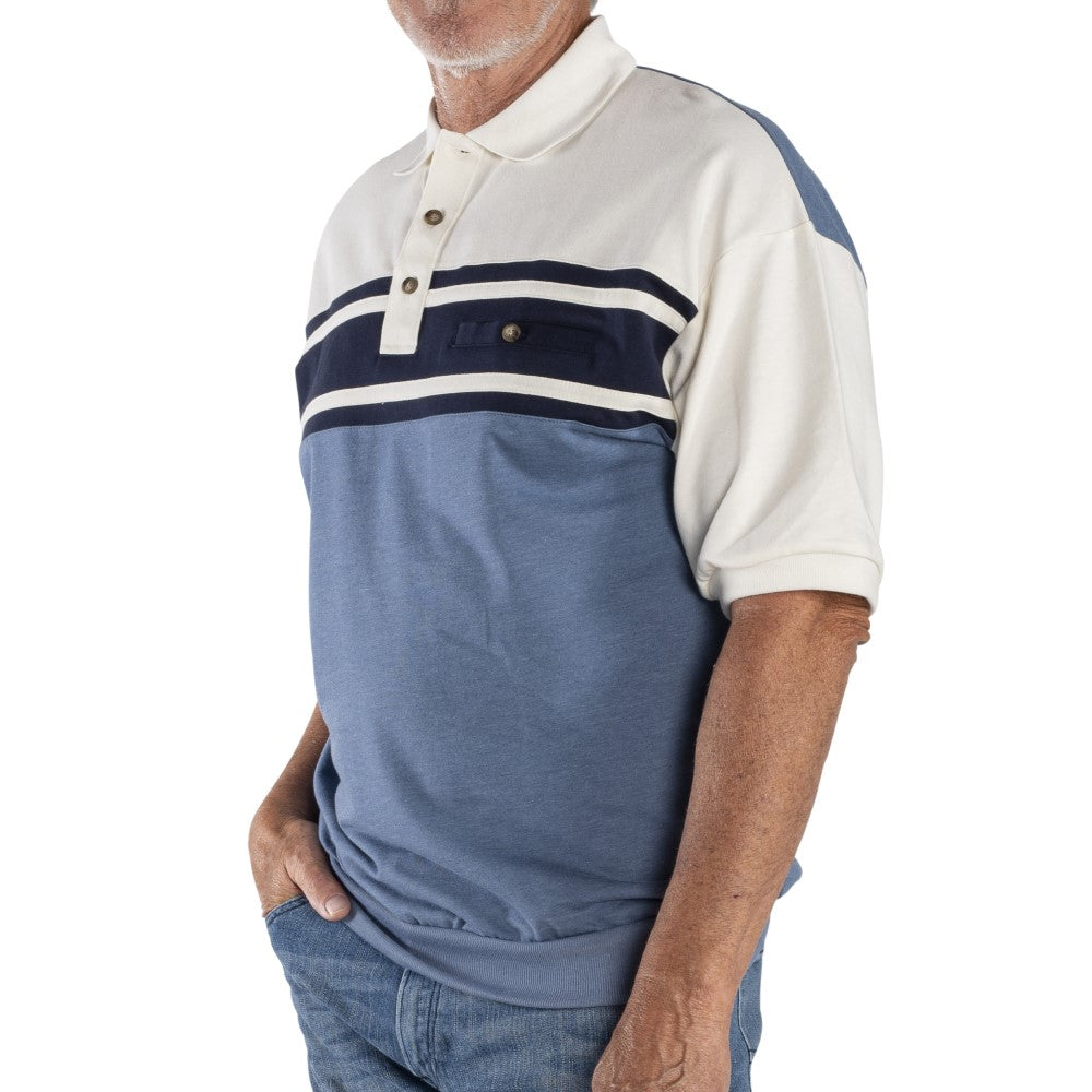 Classics by Palmland Horizontal French Terry Short Sleeve Banded Bottom Shirt  6090-BL1