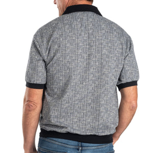 Classics by Palmland Jacquard Short Sleeve Banded Bottom Shirt 6091-350 Black
