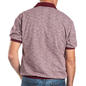 Classics by Palmland Jacquard Short Sleeve Banded Bottom Shirt 6091-350 Burgundy