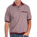 Load image into Gallery viewer, Classics by Palmland Jacquard Short Sleeve Banded Bottom Shirt 6091-350 Burgundy
