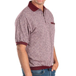 Load image into Gallery viewer, Classics by Palmland Jacquard Short Sleeve Banded Bottom Shirt 6091-350 Burgundy
