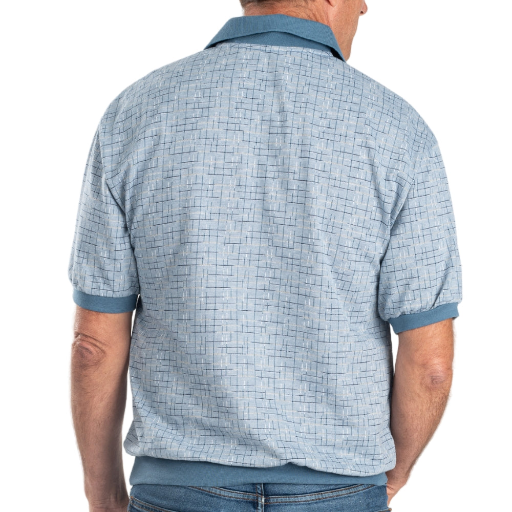 Classics by Palmland Jacquard Short Sleeve Banded Bottom Shirt 6091-350 Marine