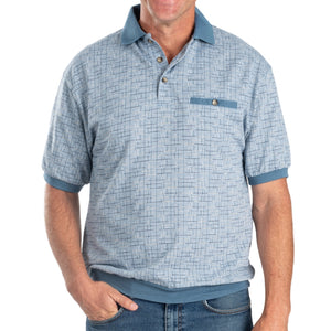Classics by Palmland Jacquard Short Sleeve Banded Bottom Shirt 6091-350 Marine