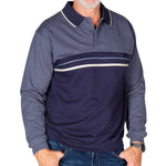 Load image into Gallery viewer, Classics by Palmland Long Sleeve Banded Bottom Shirt 6198-307 Navy

