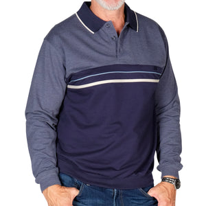 Classics by Palmland Long Sleeve Banded Bottom Shirt 6198-307 Big and Tall Navy