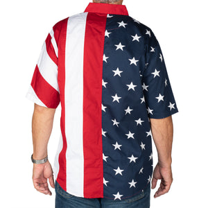 Mens American Flag Half Stars and Half Stripes Woven Shirt