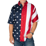 Load image into Gallery viewer, Mens American Flag Half Stars and Half Stripes Woven Shirt
