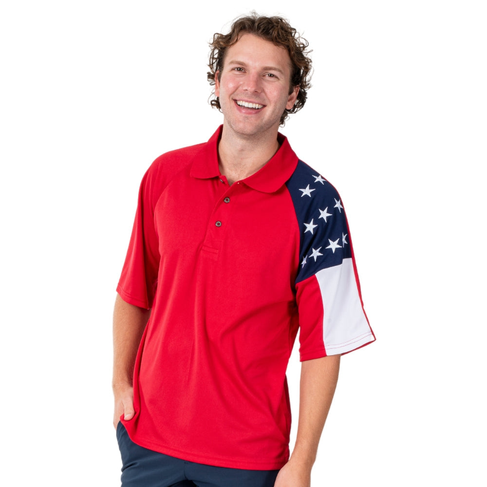 Mens Allegiance Freedom Tech Fabric Polo Shirt Red