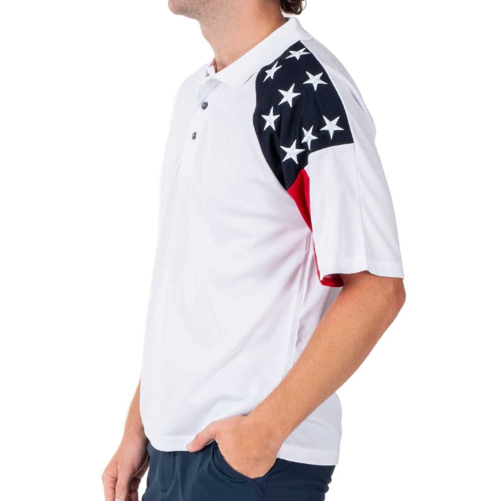 Mens Allegiance Freedom Tech Fabric Polo Shirt White