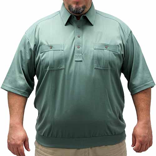 Palmland Short Sleeve Two Pocket Banded Bottom 1109 Big and Tall-Sage - theflagshirt