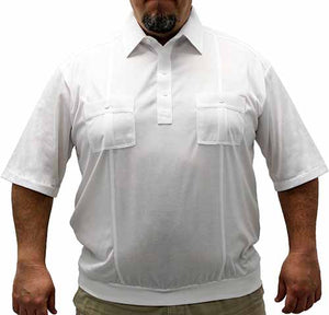 Palmland Short Sleeve Two Pocket Banded Bottom 1109 Big and Tall-White - theflagshirt
