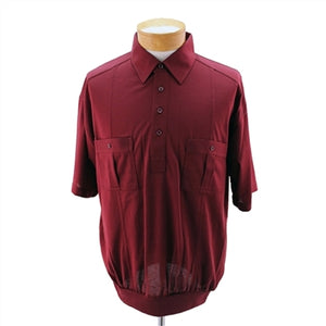 Palmland Short Sleeve Two Pocket Banded Bottom 1109 Big and Tall-Burgundy - theflagshirt
