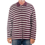 Load image into Gallery viewer, Men&#39;s Long Sleeve Burgundy Striped Cotton Traders Polo Shirt

