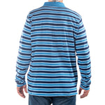 Load image into Gallery viewer, Men&#39;s Long Sleeve Blue Striped Cotton Traders Polo Shirt
