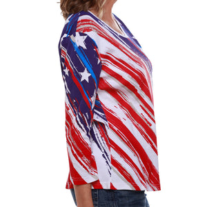 Women's Stars and Stripes 3/4 Sleeve Top