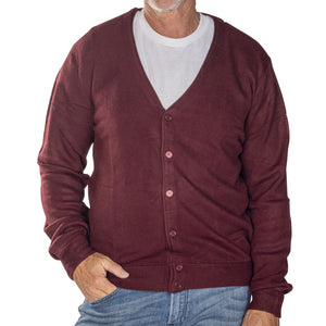 Men's Links Cardigan Sweater- Burgundy