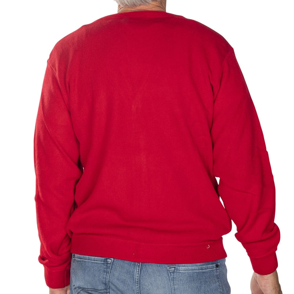 Men's Links Cardigan Sweater- Red
