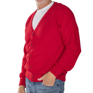 Men's Links Cardigan Sweater- Red