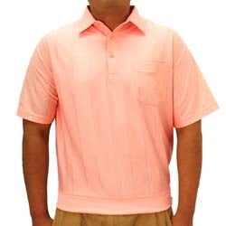 Big and Tall Tone on Tone Textured Knit Short Sleeve Banded Bottom Shirt - 6010-16BT - Melon - bandedbottom