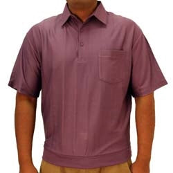 Big and Tall Tone on Tone Textured Knit Short Sleeve Banded Bottom Shirt - 6010-16BT - Plum - bandedbottom