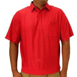Big and Tall Tone on Tone Textured Knit Short Sleeve Banded Bottom Shirt - 6010-16BT - Red - bandedbottom