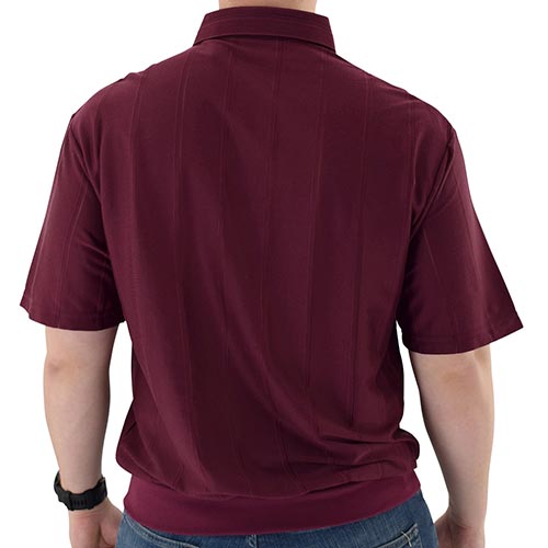 Big and Tall Tone on Tone Textured Knit Short Sleeve Banded Bottom Shirt - 6010-16BT Burgundy - theflagshirt