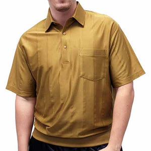 Big and Tall Tone on Tone Textured Knit Short Sleeve Banded Bottom Shirt - 6010-16BT Mocha - bandedbottom