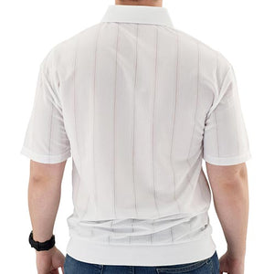Big and Tall Tone on Tone Textured Knit Short Sleeve Banded Bottom Shirt - 6010-16BT - White - theflagshirt