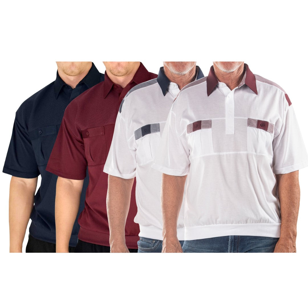 6010 Burgundy Navy Blend Bundle - 4 Short Sleeve Shirts Bundled
