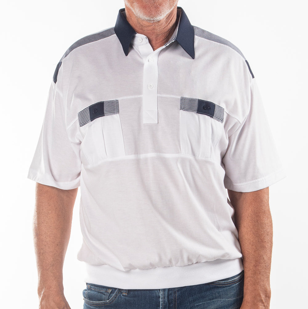Classics By Palmland Knit Short Sleeve Banded Bottom Shirt 6010-646 Navy