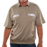 Load image into Gallery viewer, Classics By Palmland Knit Short Sleeve Banded Bottom Shirt 6010-646S Taupe

