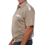 Load image into Gallery viewer, Classics By Palmland Knit Short Sleeve Banded Bottom Shirt 6010-646S Taupe
