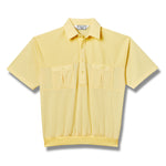 Load image into Gallery viewer, Classics by Palmland Two Pocket Knit Short Sleeve Banded Bottom Shirt Yellow 6010-656 - theflagshirt
