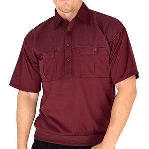 Classics by Palmland Big and Tall Short Sleeve Knit Banded Bottom Shirt 6010-656BT Burgundy - bandedbottom