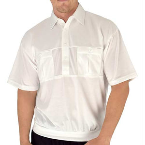 Classics by Palmland Big and Tall Short Sleeve Banded Bottom Shirt 6010-656BT White - bandedbottom