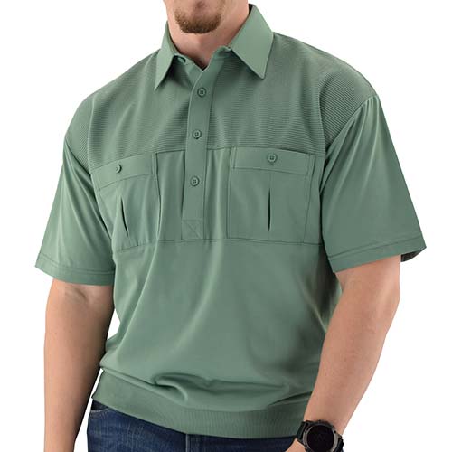 Classics by Palmland Two Pocket Knit Short Sleeve Banded Bottom Shirt 6010-656 Big and Tall - Sage - theflagshirt