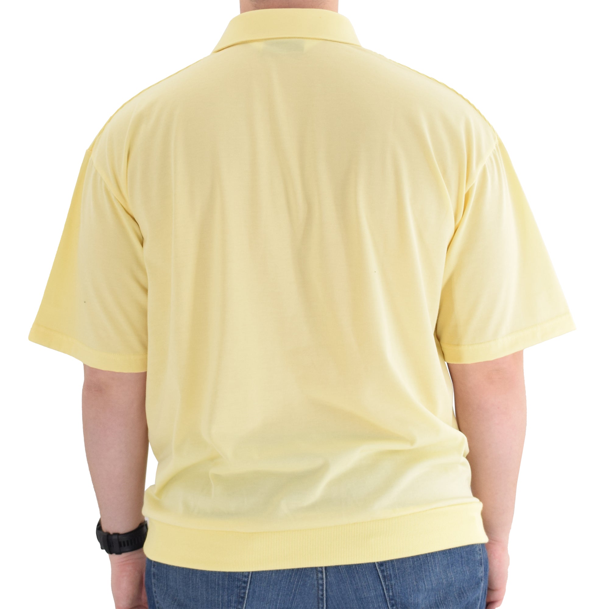 Classics by Palmland Two Pocket Knit Short Sleeve Banded Bottom Shirt Yellow 6010-656 - theflagshirt