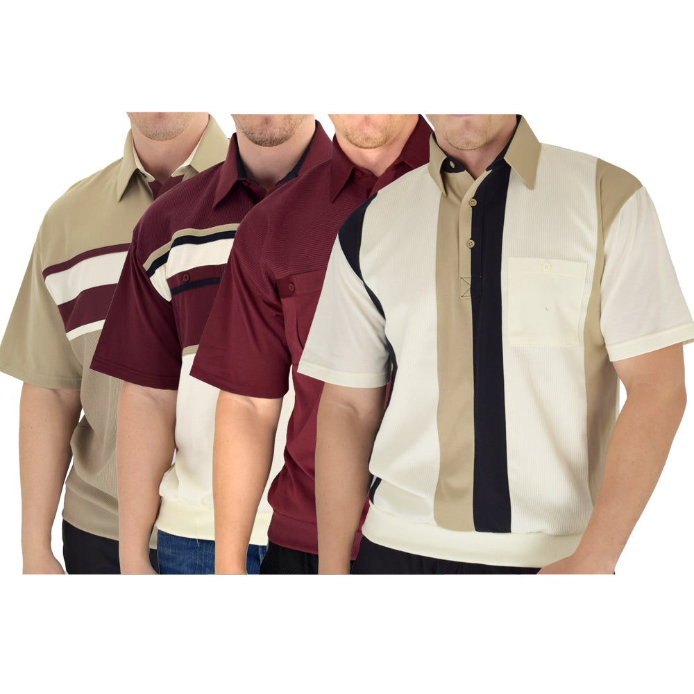 6010 Burgundy Taupe Bundle - 4 Short Sleeve Shirts Bundled