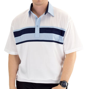 Classics by Palmland Horizontal Short Sleeve Banded Bottom Shirt Light Blue - 6010-BL12 - theflagshirt