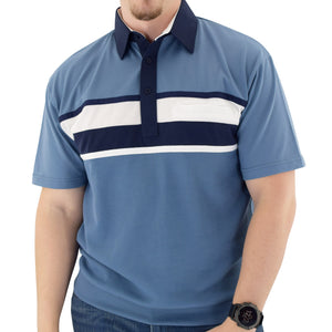 Classics by Palmland Horizontal Short Sleeve Banded Bottom Shirt Marine  - 6010-BL12 - theflagshirt