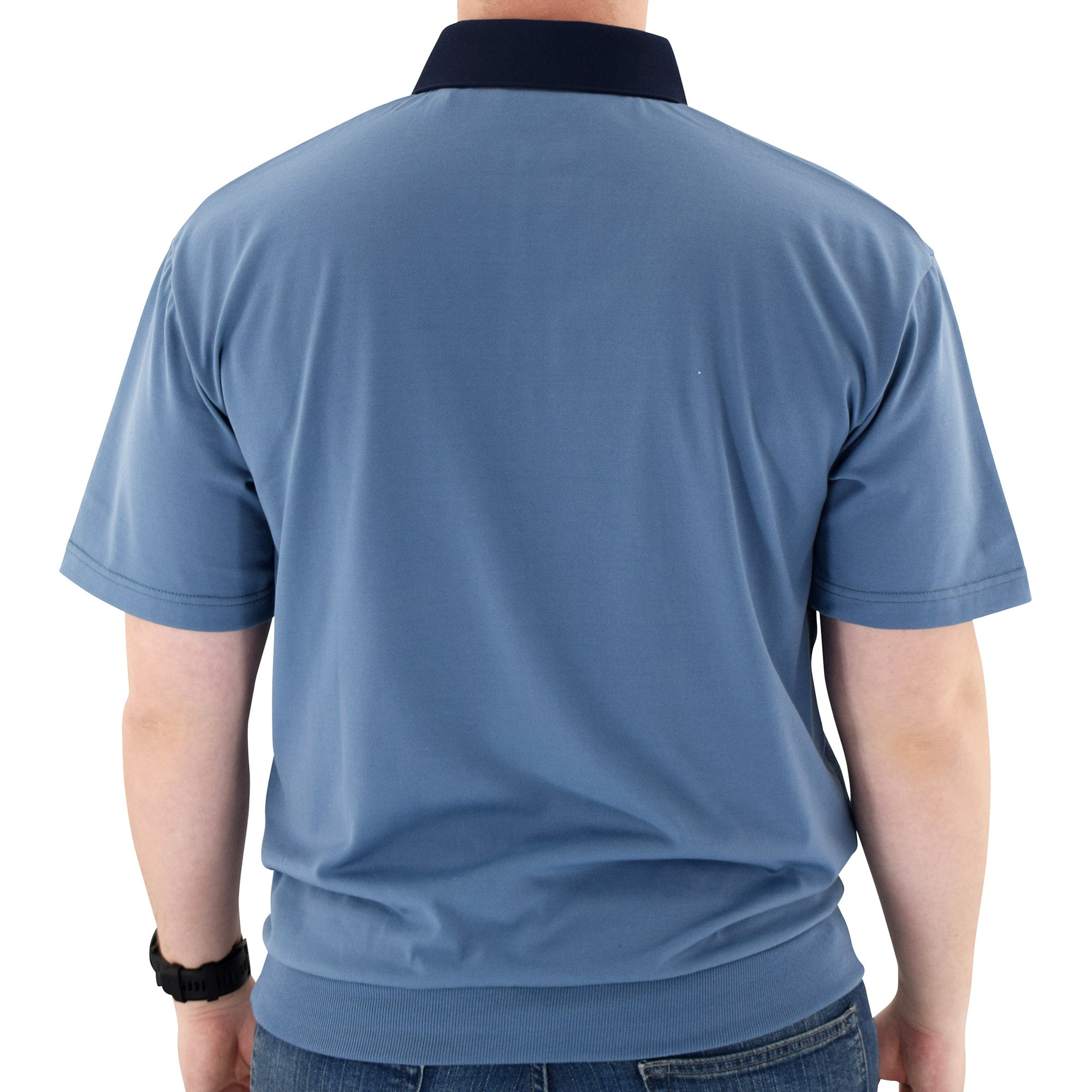 Classics by Palmland Horizontal Short Sleeve Banded Bottom Shirt Big and Tall Marine 6010-BL12 - theflagshirt