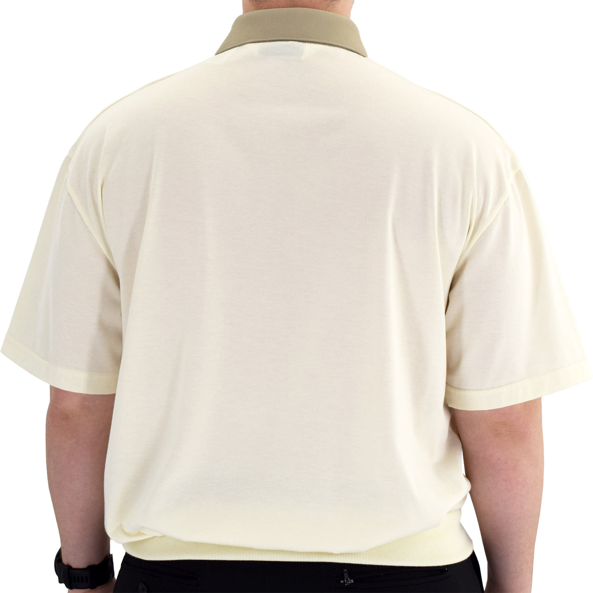 Classics by Palmland Horizontal Short Sleeve Banded Bottom Shirt Natur ...