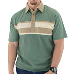 Load image into Gallery viewer, Classics by Palmland Horizontal Short Sleeve Banded Bottom Shirt Sage - 6010-BL12 - theflagshirt
