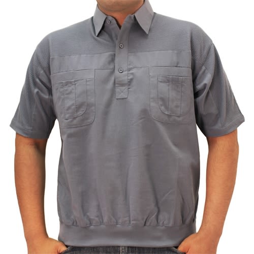 Big and Tall Palmland S/S 4 pocket Woven Banded Bottom Shirt - 6030-200BT Marine - bandedbottom