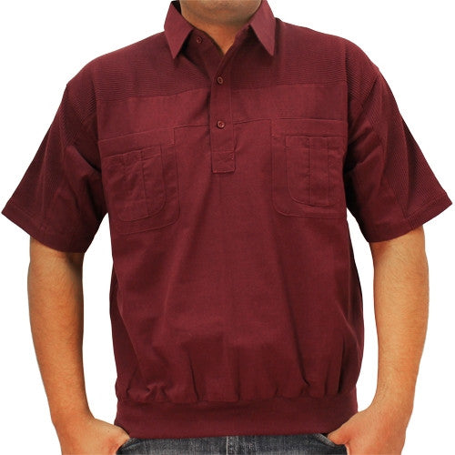 LD Sport 4 Pocket Woven Short Sleeve Banded Bottom Shirt 6030-200 Burgundy - theflagshirt