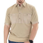 Load image into Gallery viewer, Solid Knit Banded Bottom Shirt with Woven Chest Panel 6041-22N - Heather Tan - theflagshirt
