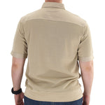 Load image into Gallery viewer, Solid Knit Banded Bottom Shirt with Woven Chest Panel 6041-22N Big and Tall - Heather Tan - theflagshirt
