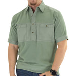 Load image into Gallery viewer, Mens Solid Knit Banded Bottom Shirt with Woven Chest Panel 6041-22N Big and Tall - Sage - theflagshirt
